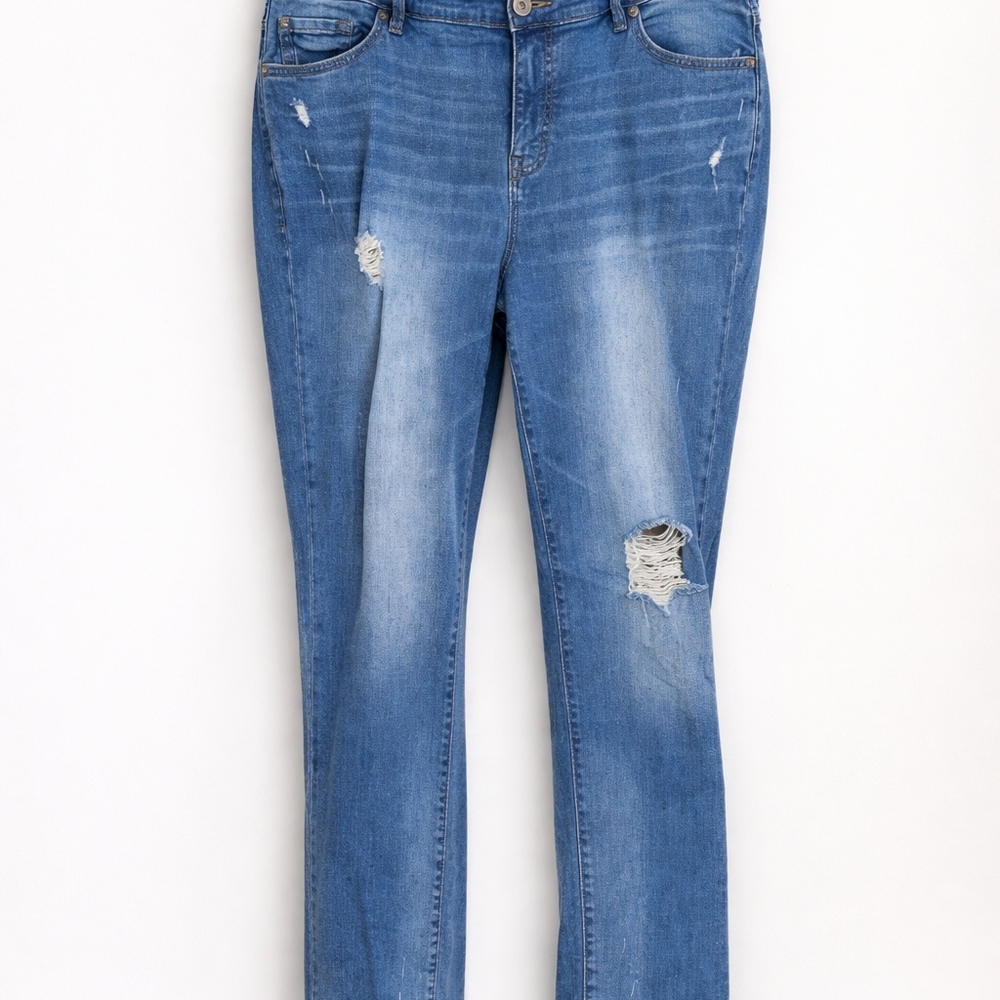 Torrid Blue Distressed Skinny Jeans